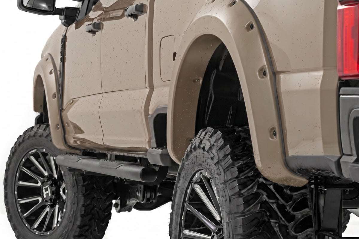 Rough Country Pocket Fender Flares | Ford F-250/F-350 Super Duty 2WD/4WD (2023-2026) - D1 | Stone Gray