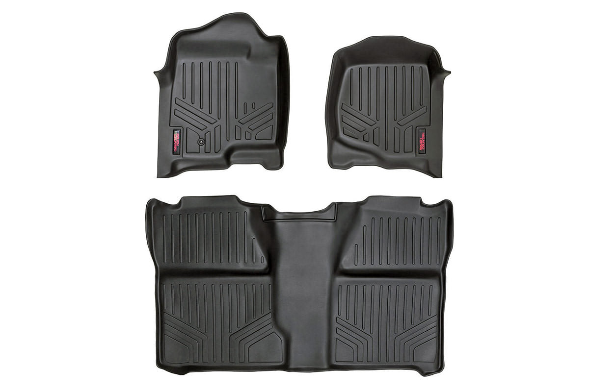Rough Country Floor Mats | Chevy/GMC 1500/2500HD/3500HD (07-13) - First & Second Row / Bucket Seats / Crew Cab