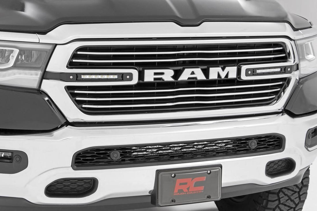 Rough Country Dual 6in LED Grille Kit | Ram 1500 2WD/4WD (19-24) - Chrome Series