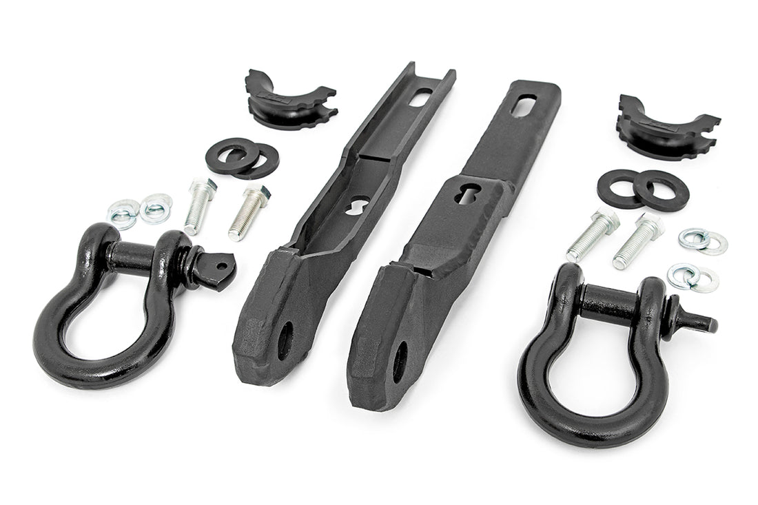 Rough Country Tow Hook Brackets | Nissan Titan 2WD/4WD (2017-2024) - W/ Standard D-Ring & Rubber Isolators