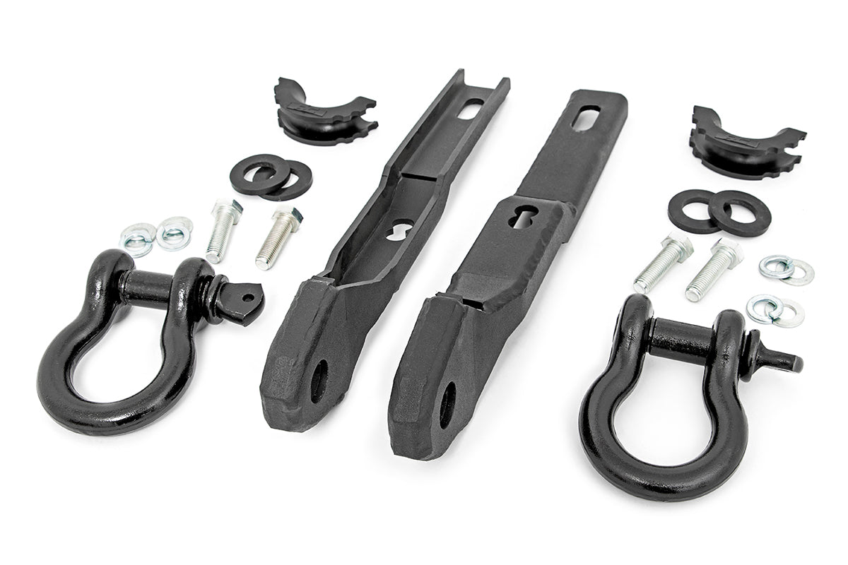 Rough Country Tow Hook Brackets | Nissan Titan 2WD/4WD (2017-2024) - W/ Standard D-Ring & Rubber Isolators