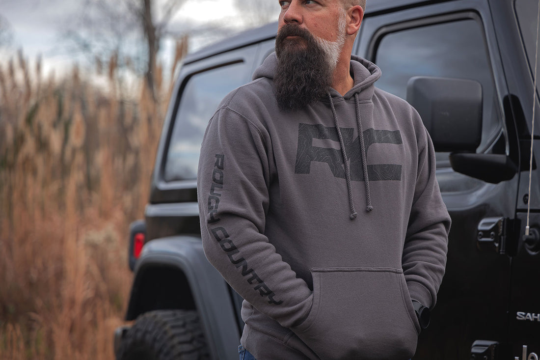 Rough Country Heavyweight Hoodie | RC Topographical | Charcoal