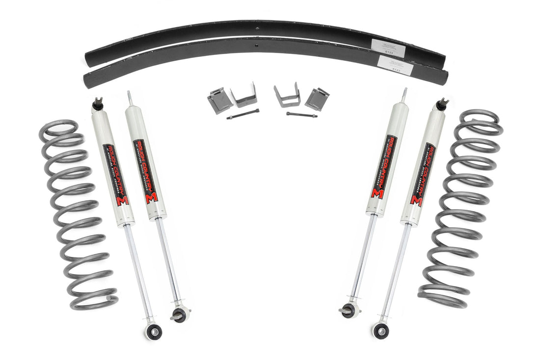 Rough Country 3 Inch Lift Kit | Jeep Cherokee XJ 2WD/4WD (1984-2001) - M1 Monotube / Add-a-leafs