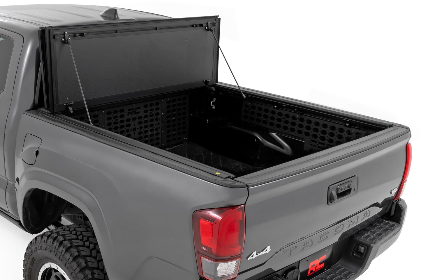 Rough Country (49420500) Hard Tri-Fold Flip Up Bed Cover | 5' Bed | Toyota Tacoma (16-23)