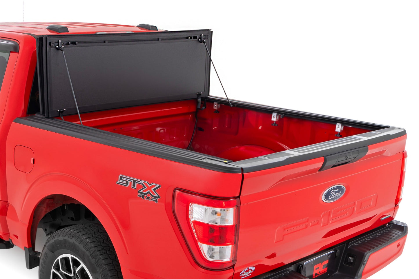 Rough Country (49220550) Hard Tri-Fold Flip Up Bed Cover | 5'7" Bed | Ford F-150 (15-20)